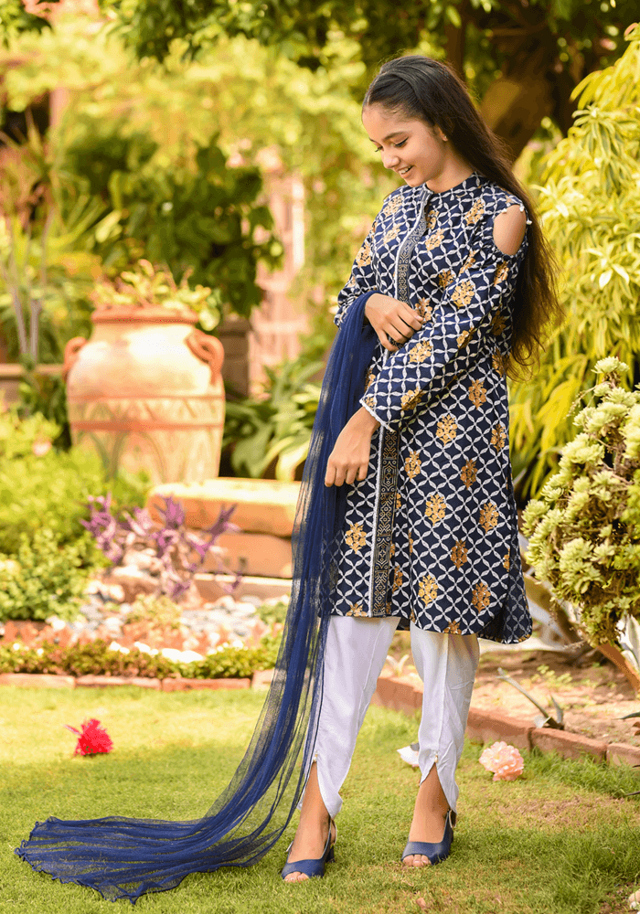 Cotton Printed 3 Pc Suit - Wear Ochre
