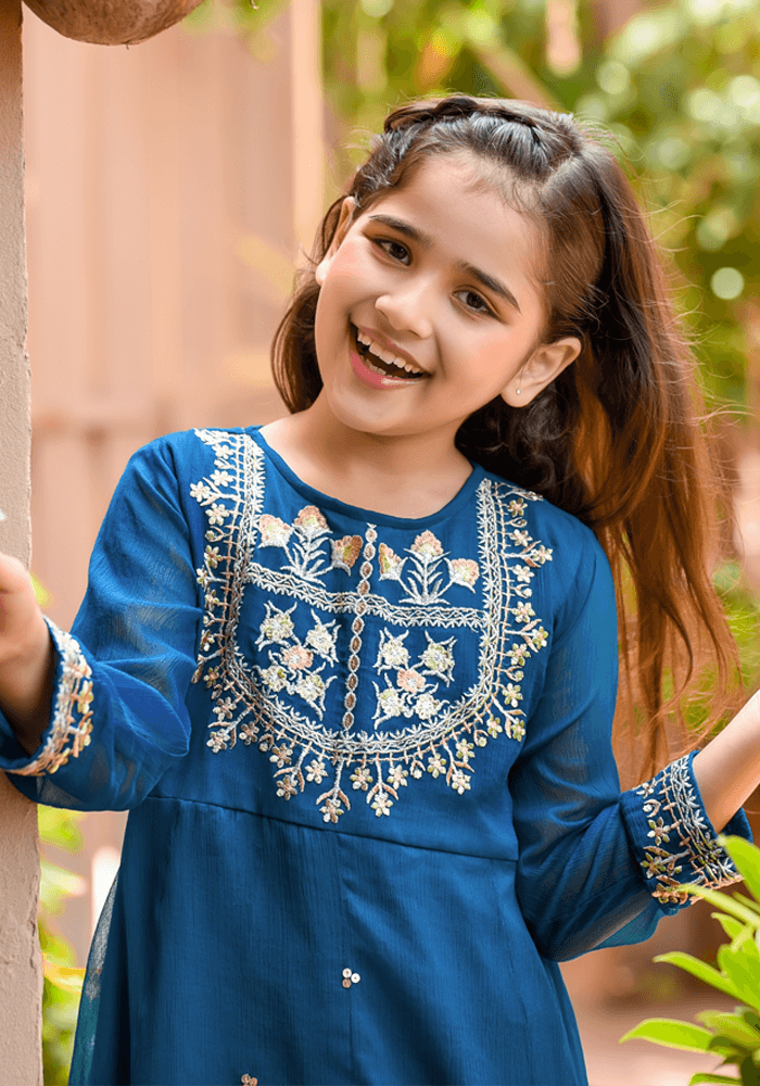 Chiffon Embroidered 3 Pc Suit - Wear Ochre