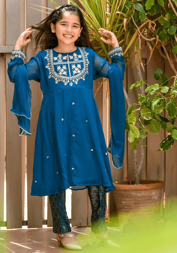 Chiffon Embroidered 3 Pc Suit - Wear Ochre