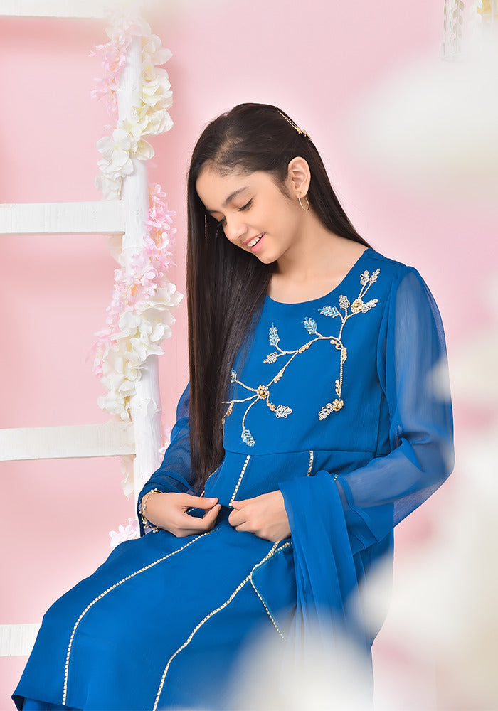 Chiffon Embroidered 3 Pc Suit - Wear Ochre