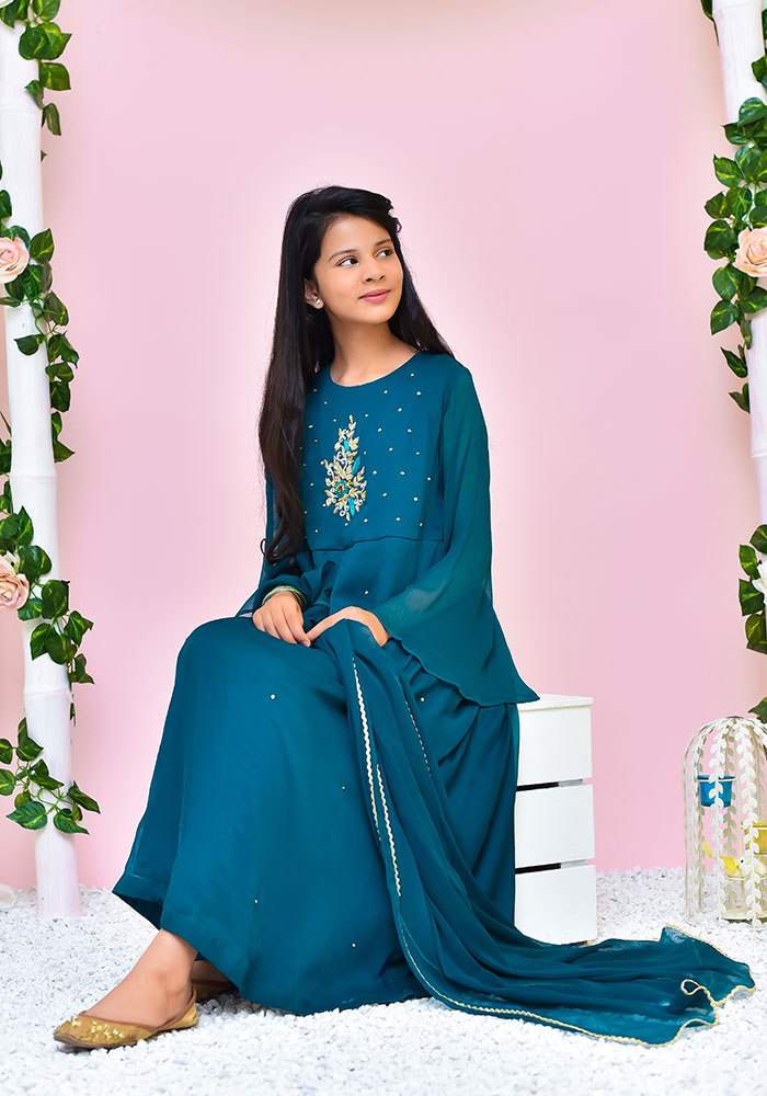 Chiffon Embroidered 3 Pc Suit - Wear Ochre