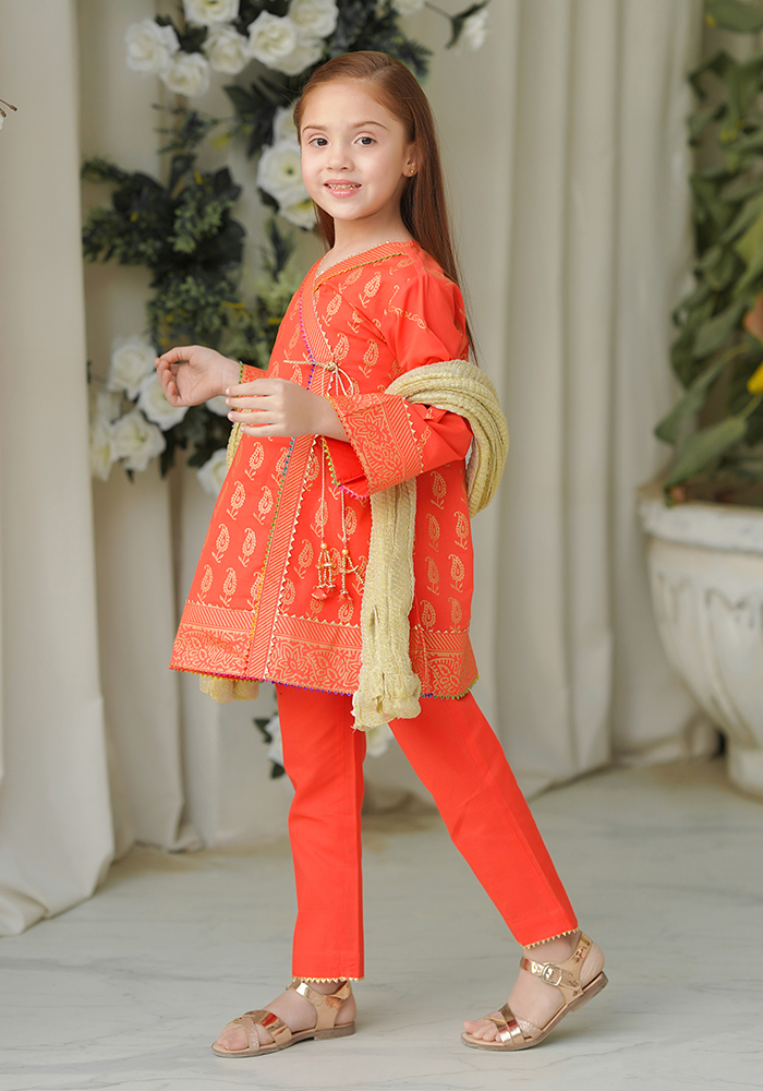 Cotton Printed 3 Pc Suit - Wear Ochre