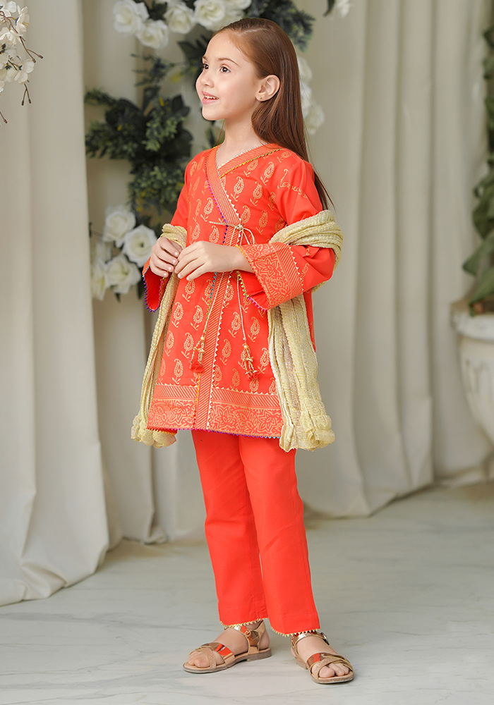 Cotton Printed 3 Pc Suit - Wear Ochre