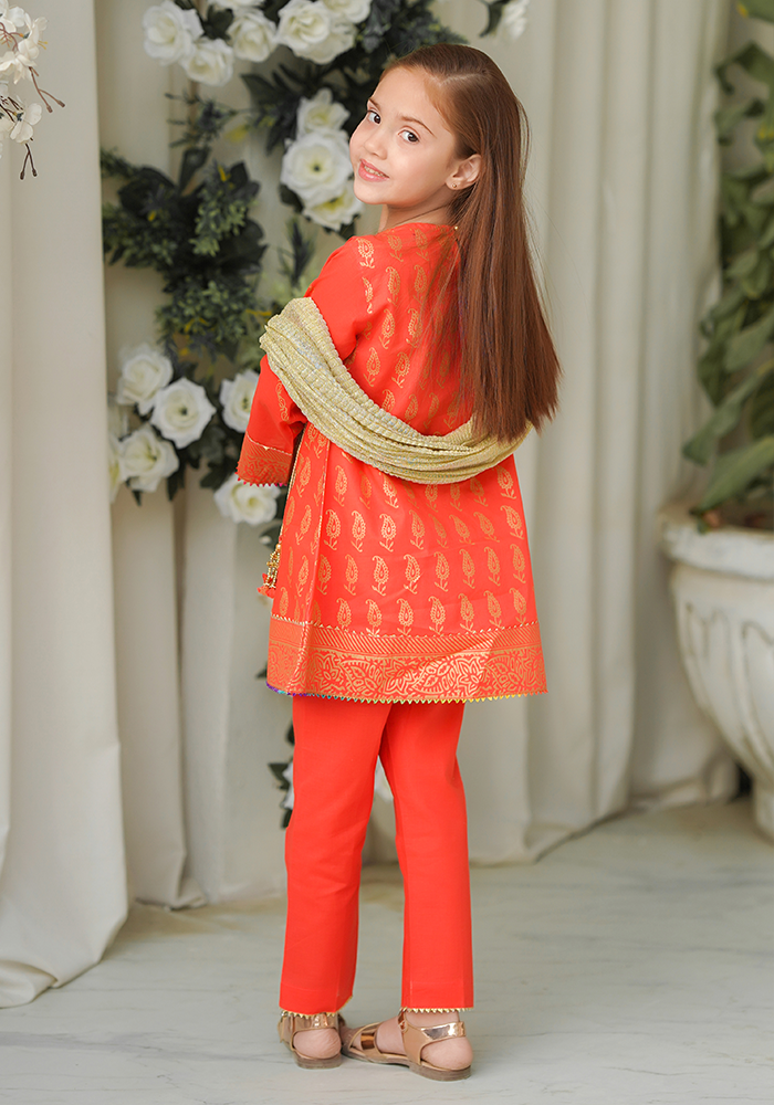 Cotton Printed 3 Pc Suit - Wear Ochre