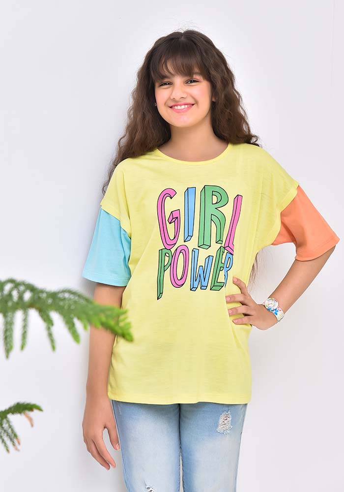 Yellow Girls Cotton T-Shirt - Wear Ochre