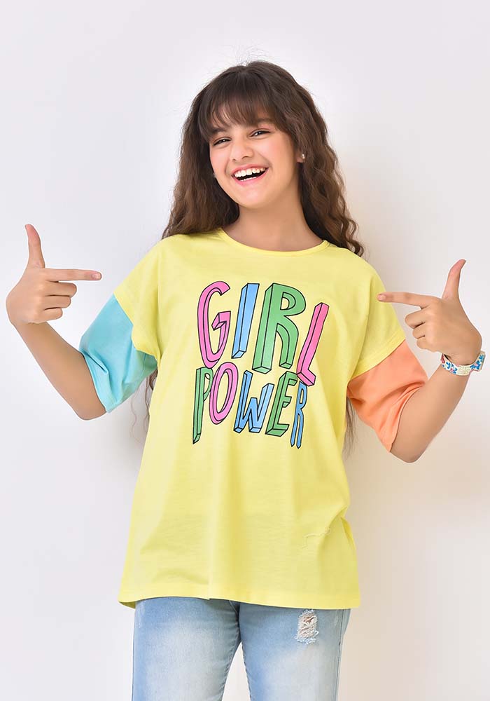 Yellow Girls Cotton T-Shirt - Wear Ochre